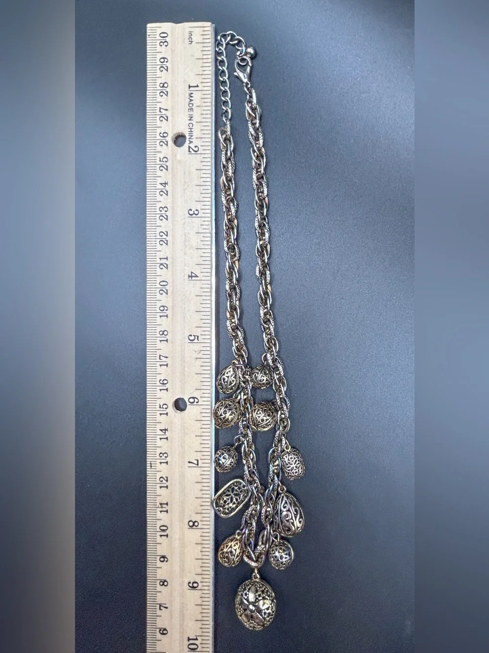 Gold Filigree Charm Statement Necklace
